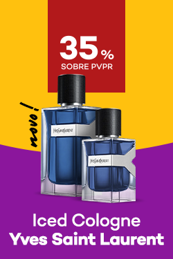 Novo Y iced cologne da marca yves saint laurent com destaque promocional de 35% sobre pre&ccedil;o de Venda ao P&uacute;blico Recomendado